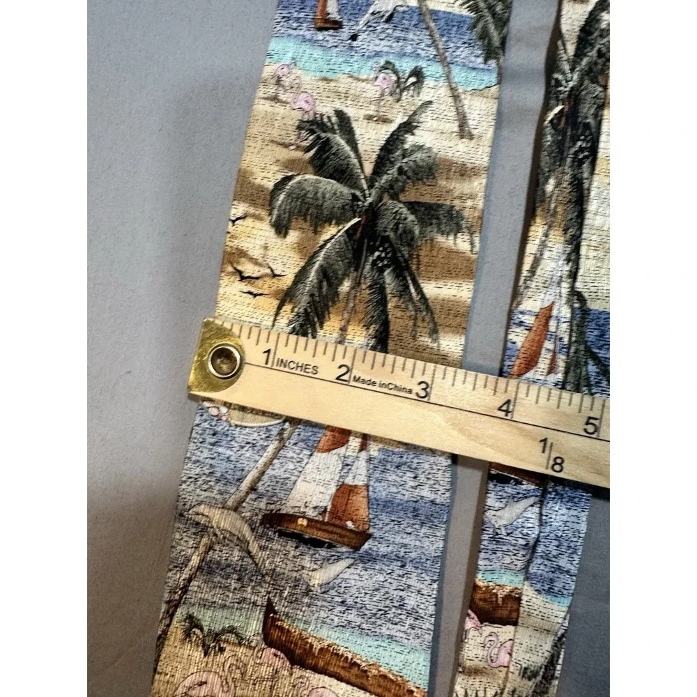 Tropicals By Tango Beach Sailboat Palm Tree‎ Neck Tie Silk